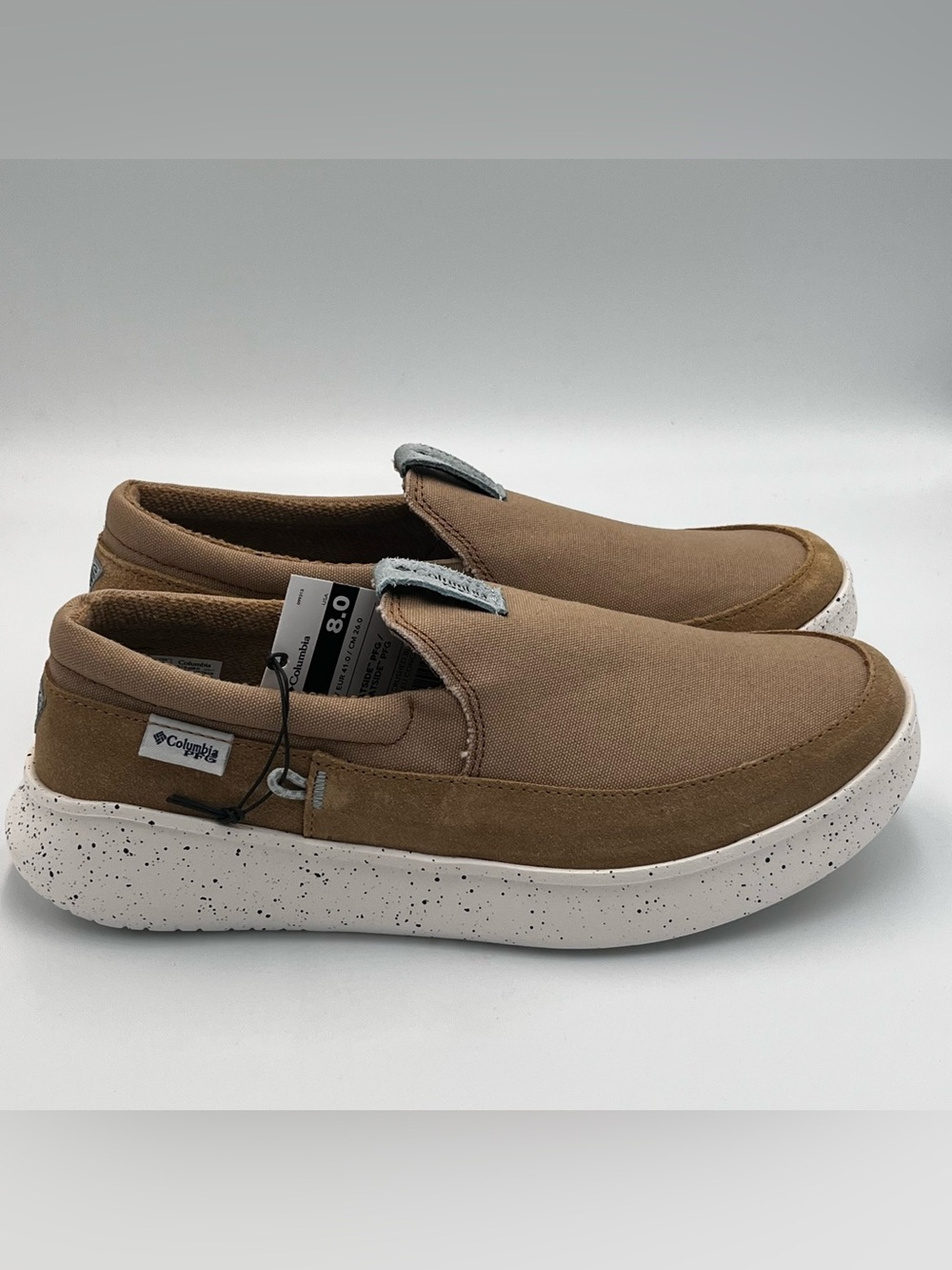 Columbia PFG Slip-On Boat Shoe in Brown with Speckled White Sole Men’s Size 8